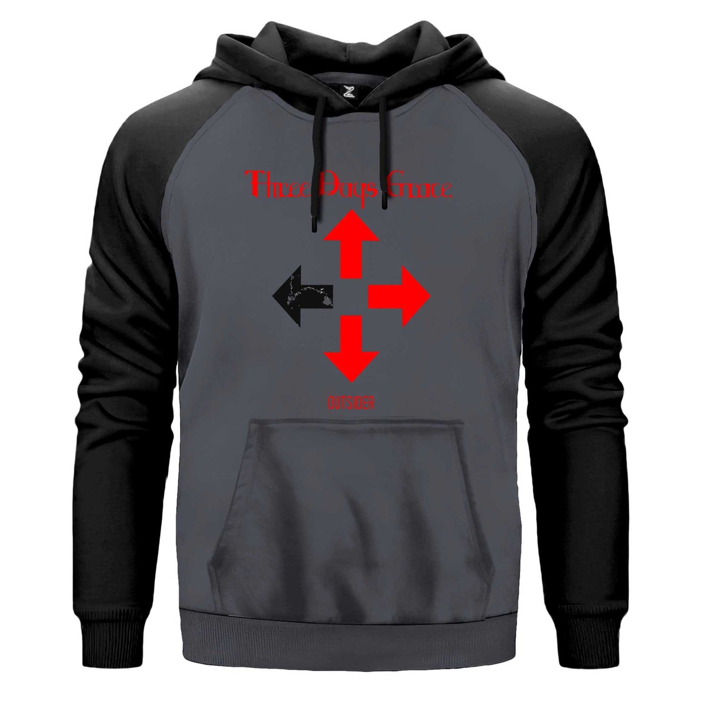 Three Days Grace Outsider Renkli Reglan Kol Sweatshirt Kapşonlu