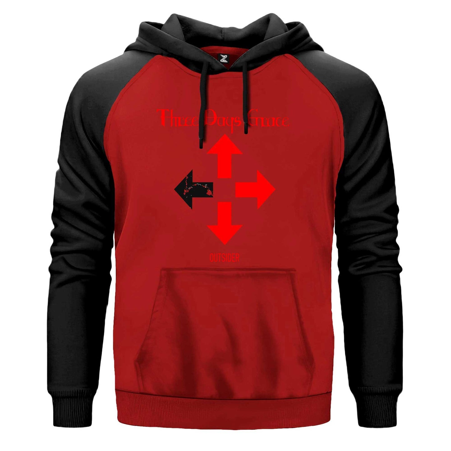 Three Days Grace Outsider Renkli Reglan Kol Sweatshirt Kapşonlu