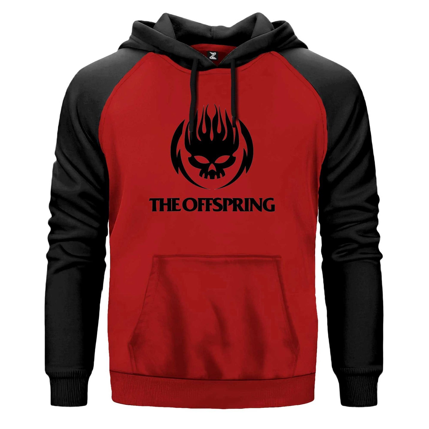 The Offspring Logo Skull Text Renkli Reglan Kol Sweatshirt Kapşonlu