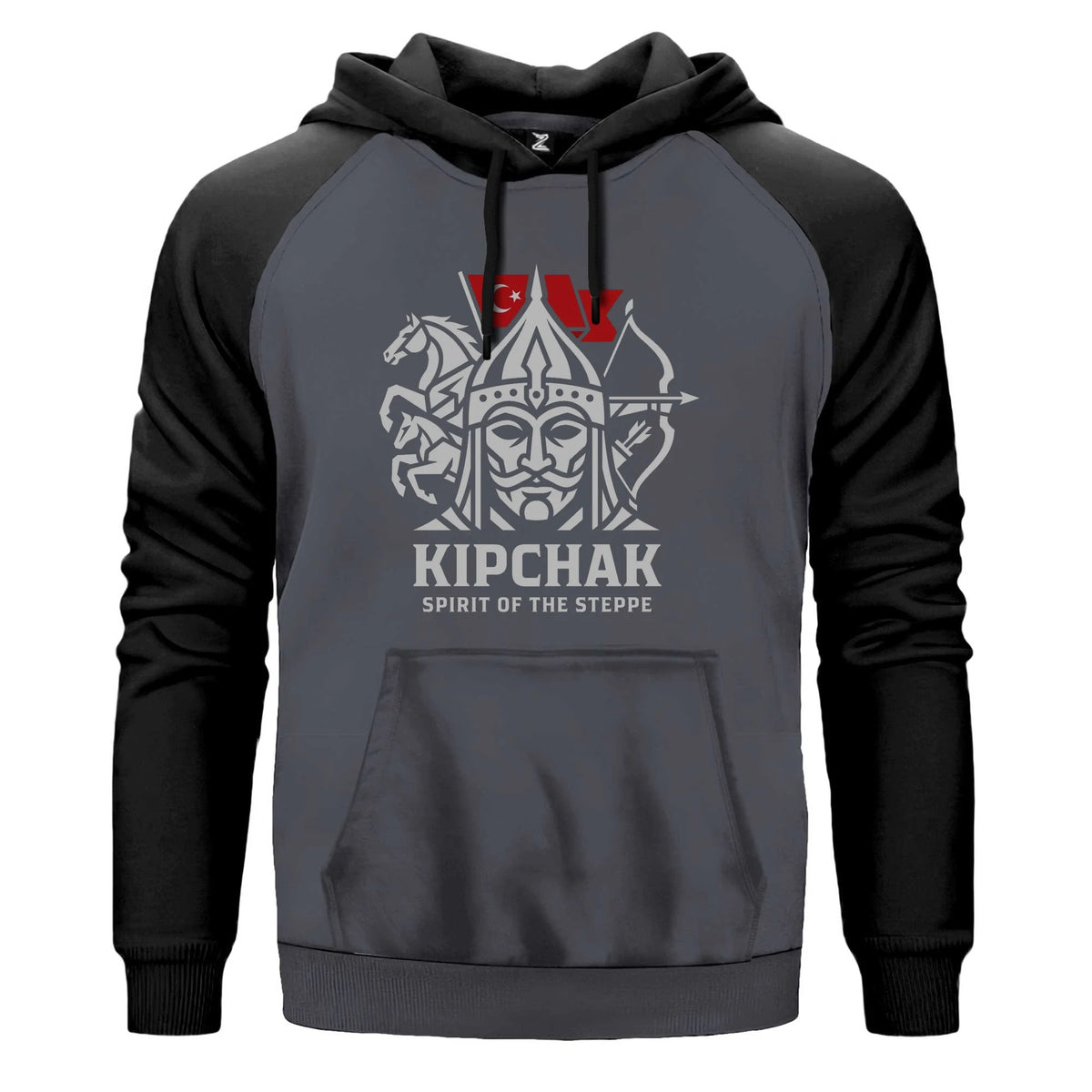 Kıpçak Atlı Okçu Türk Bayraklı Baskılı Renkli Reglan Kol Sweatshirt Kapşonlu