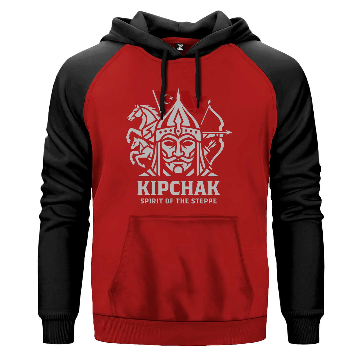 Kıpçak Atlı Okçu Türk Bayraklı Baskılı Renkli Reglan Kol Sweatshirt Kapşonlu