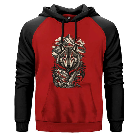Dağların Hakimi Bozkurt Renkli Reglan Kol Sweatshirt Kapşonlu