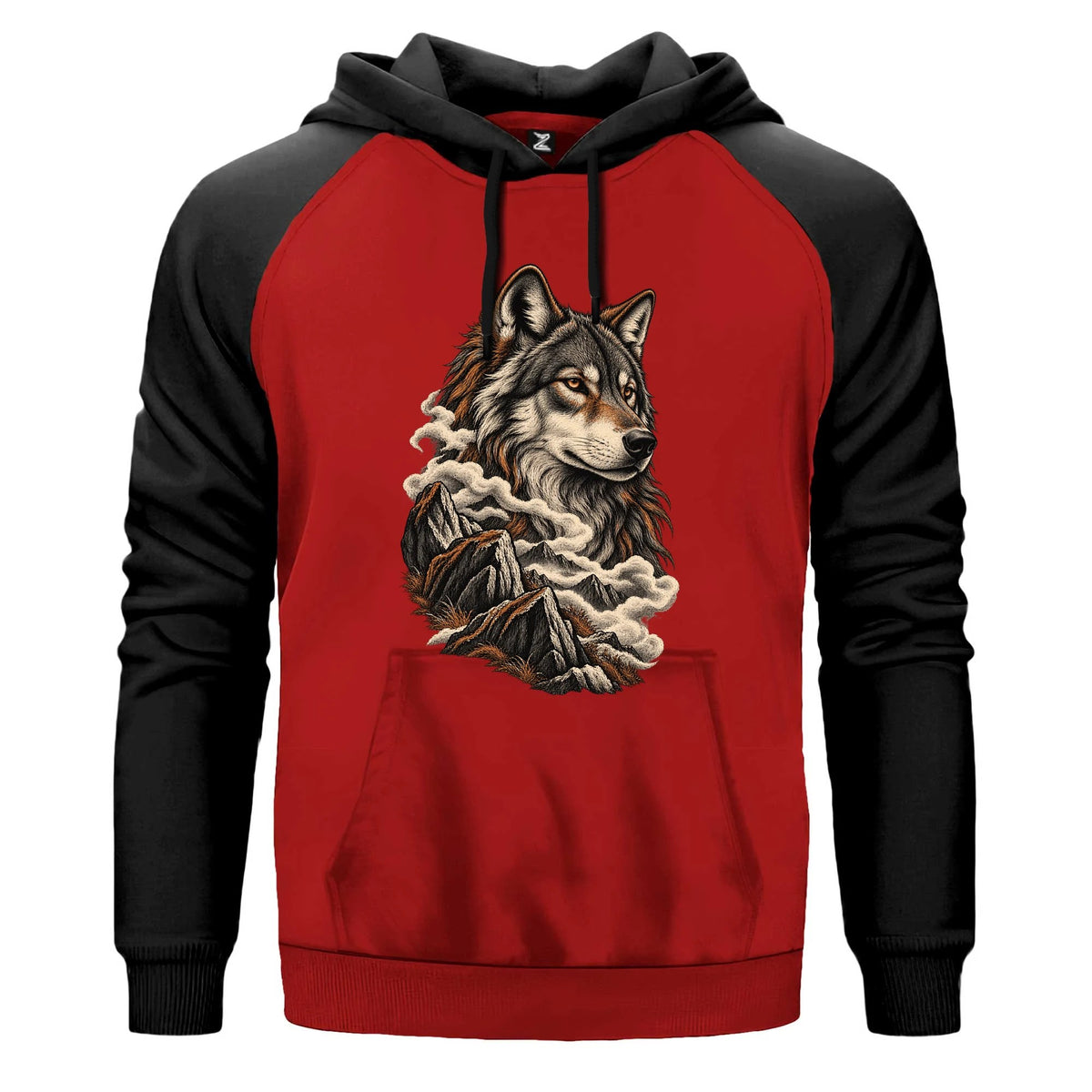 Sisli Zirve Bozkurt Renkli Reglan Kol Sweatshirt Kapşonlu