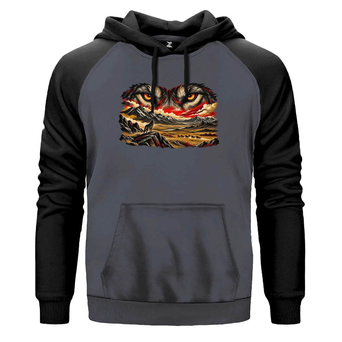Bozkurt Bakışı Renkli Reglan Kol Sweatshirt Kapşonlu