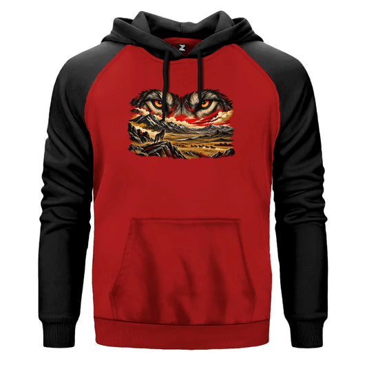 Bozkurt Bakışı Renkli Reglan Kol Sweatshirt Kapşonlu
