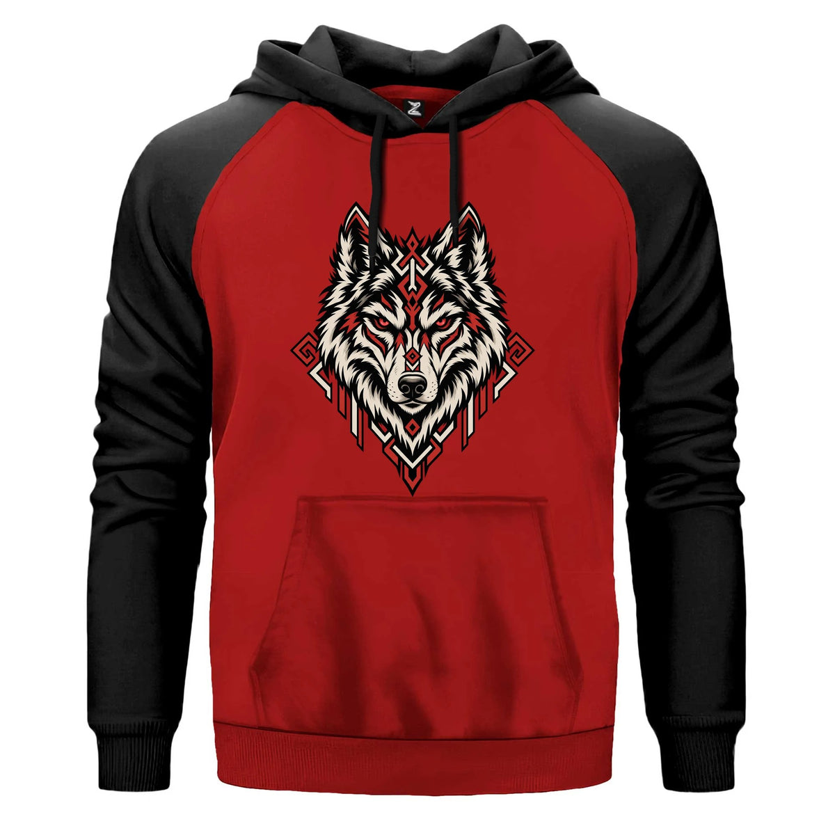 Geometrik Bozkurt Renkli Reglan Kol Sweatshirt Kapşonlu