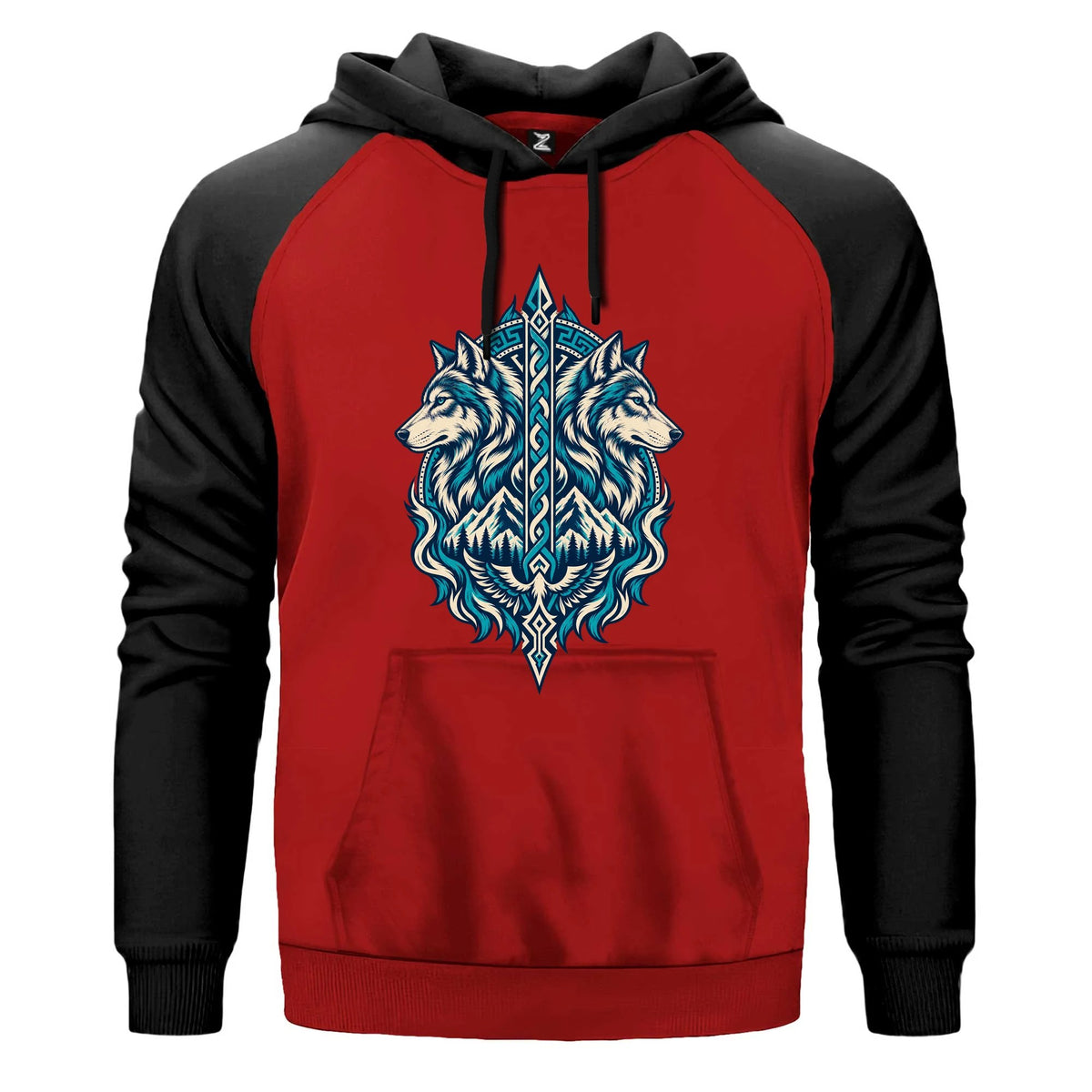 Gözcü Bozkurtlar Renkli Reglan Kol Sweatshirt Kapşonlu