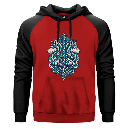 Gözcü Bozkurtlar Renkli Reglan Kol Sweatshirt Kapşonlu