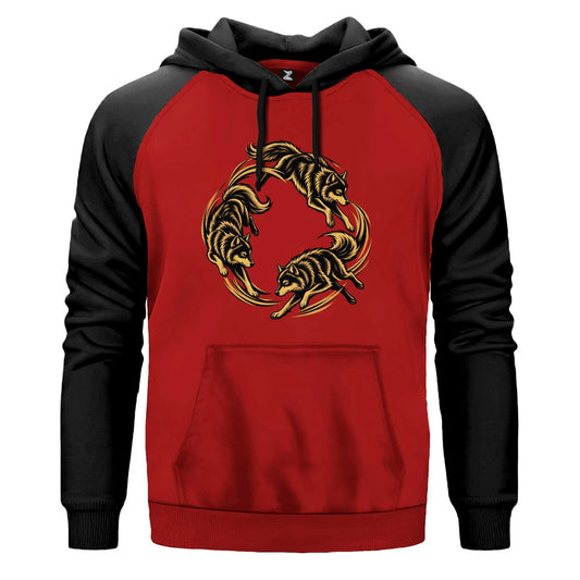 Bozkurt Sürüsü Renkli Reglan Kol Sweatshirt Kapşonlu