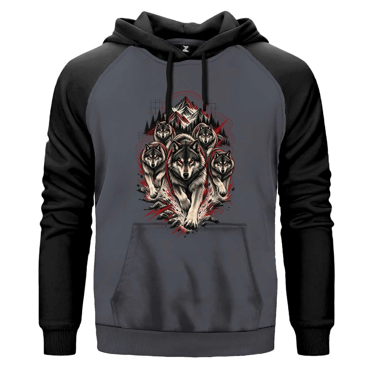 Bozkurt Öncü Sürü Renkli Reglan Kol Sweatshirt Kapşonlu