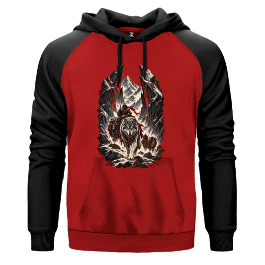Demir Dağ Rehberi Renkli Reglan Kol Sweatshirt Kapşonlu