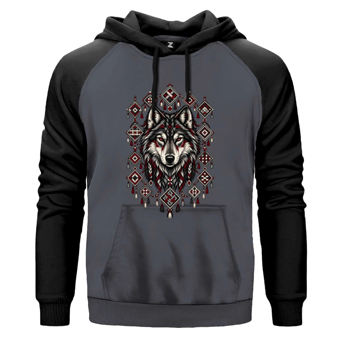 Motifli Muhafız Bozkurt Renkli Reglan Kol Sweatshirt Kapşonlu