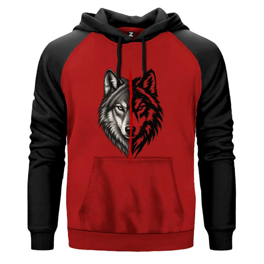 Gece Gündüz Bozkurt Renkli Reglan Kol Sweatshirt Kapşonlu
