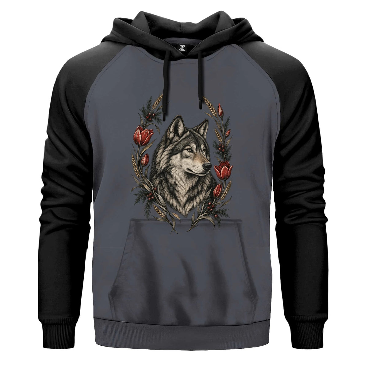Lale Bahçesi Bozkurt Renkli Reglan Kol Sweatshirt Kapşonlu