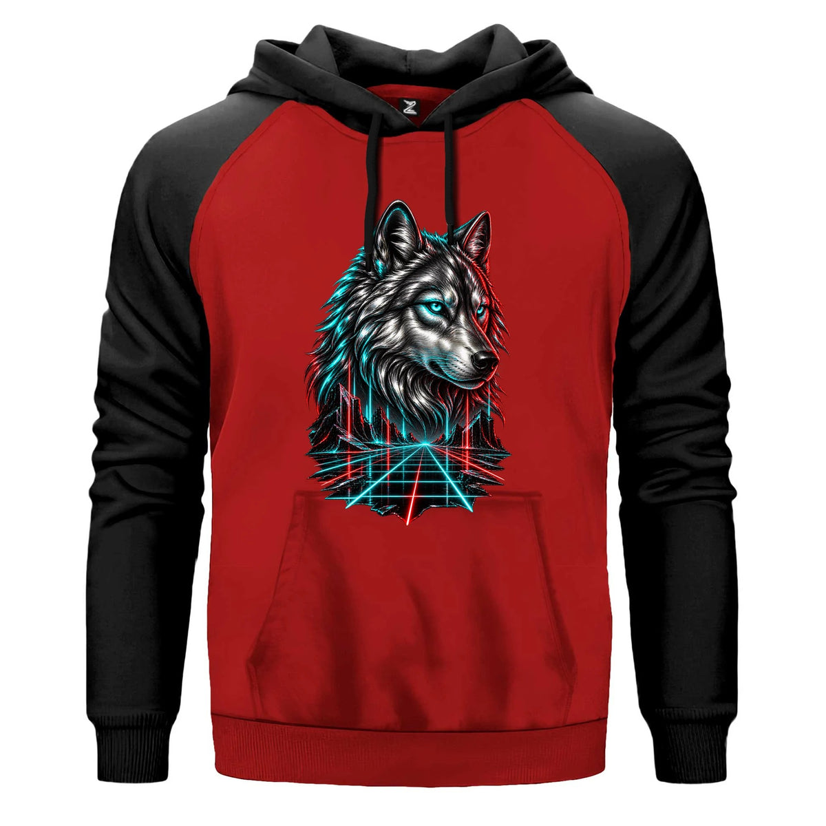 Neon Bozkurt Renkli Reglan Kol Sweatshirt Kapşonlu