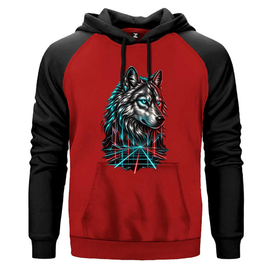 Neon Bozkurt Renkli Reglan Kol Sweatshirt Kapşonlu