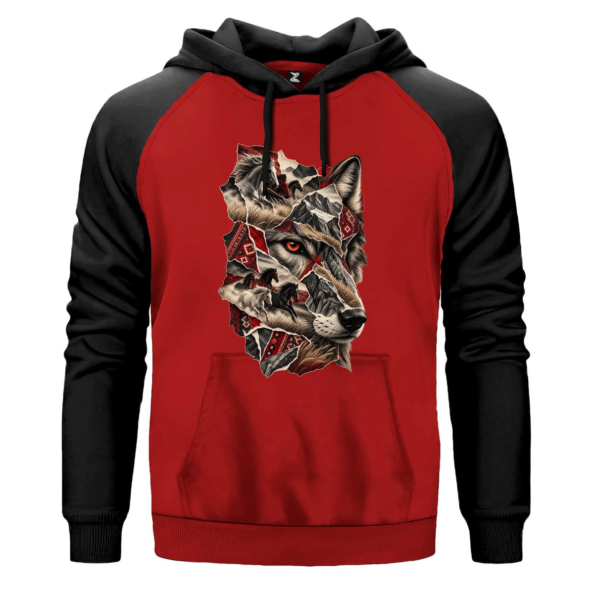 Bozkurt Göç Kolajı Renkli Reglan Kol Sweatshirt Kapşonlu
