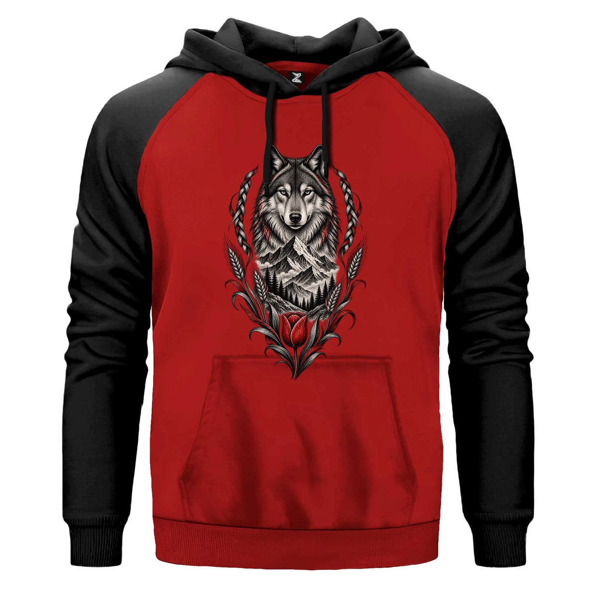 Bozkurt Lale ve Zirve Renkli Reglan Kol Sweatshirt Kapşonlu