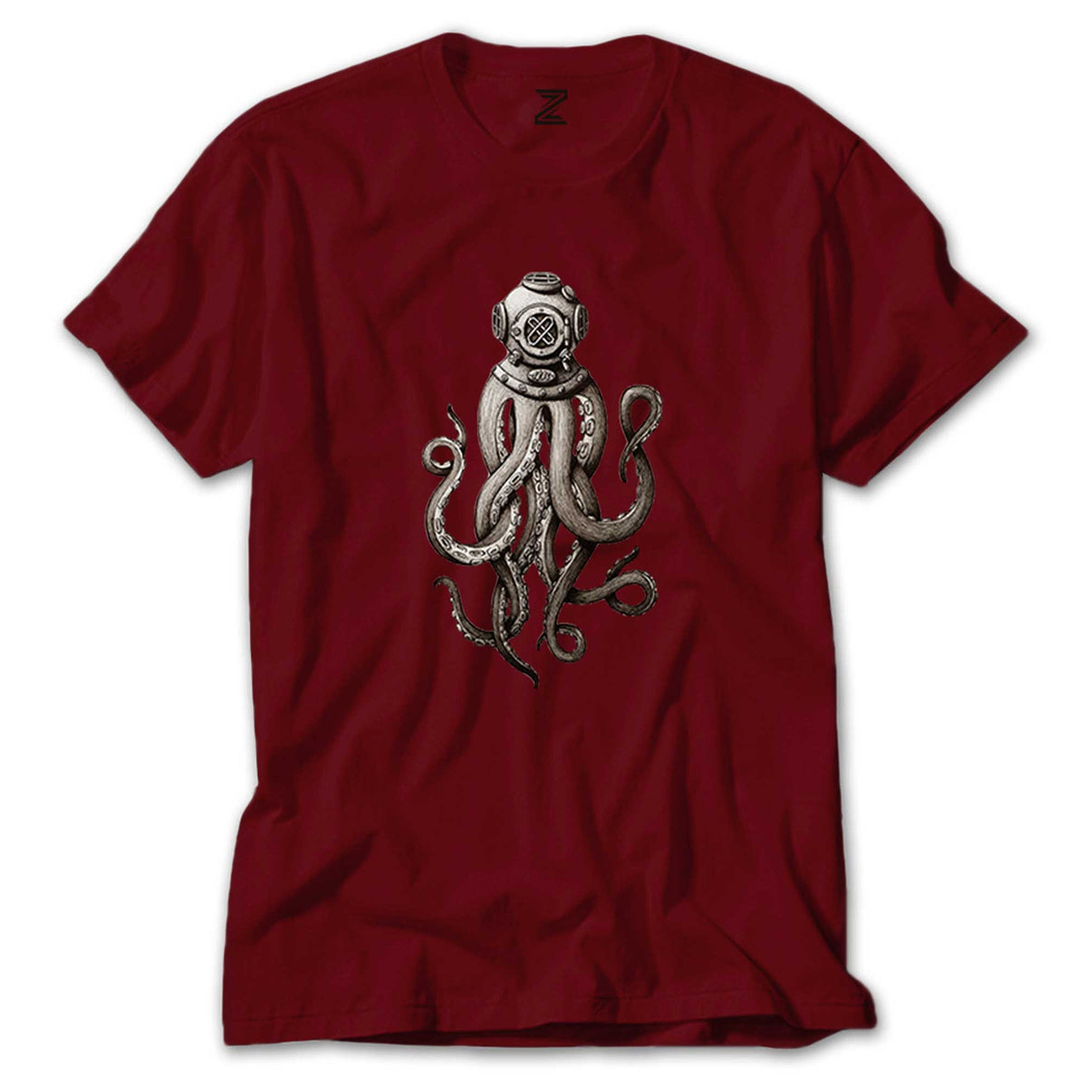 İndirimli Diver Octopus Kırmızı Tişört