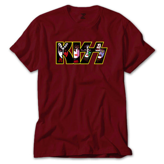 Kiss Group in Logo Renkli Tişört