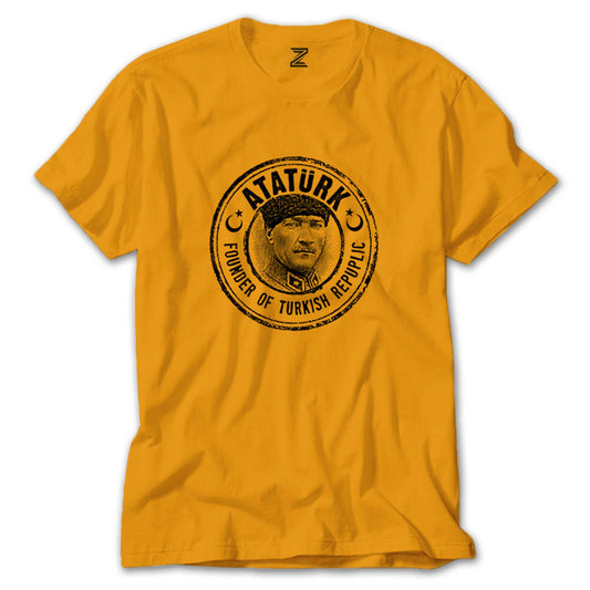 İndirimli Atatürk Founder Of Turkish Republic Sarı Tişört