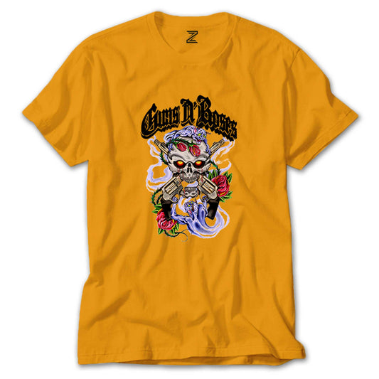 Guns N Roses Skull and Gun Renkli Tişört