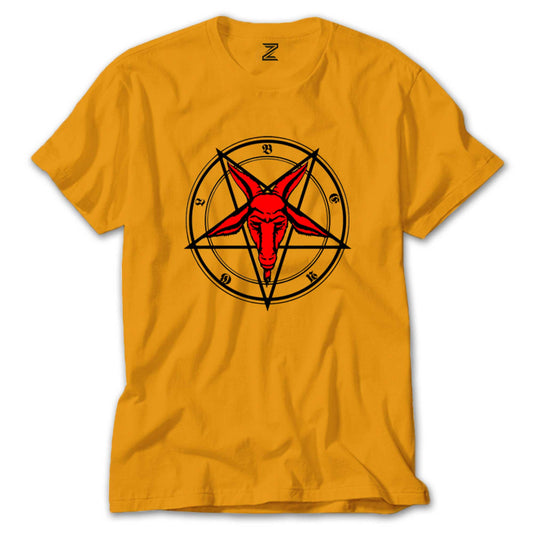 Pentagram Goat Head Renkli Tişört