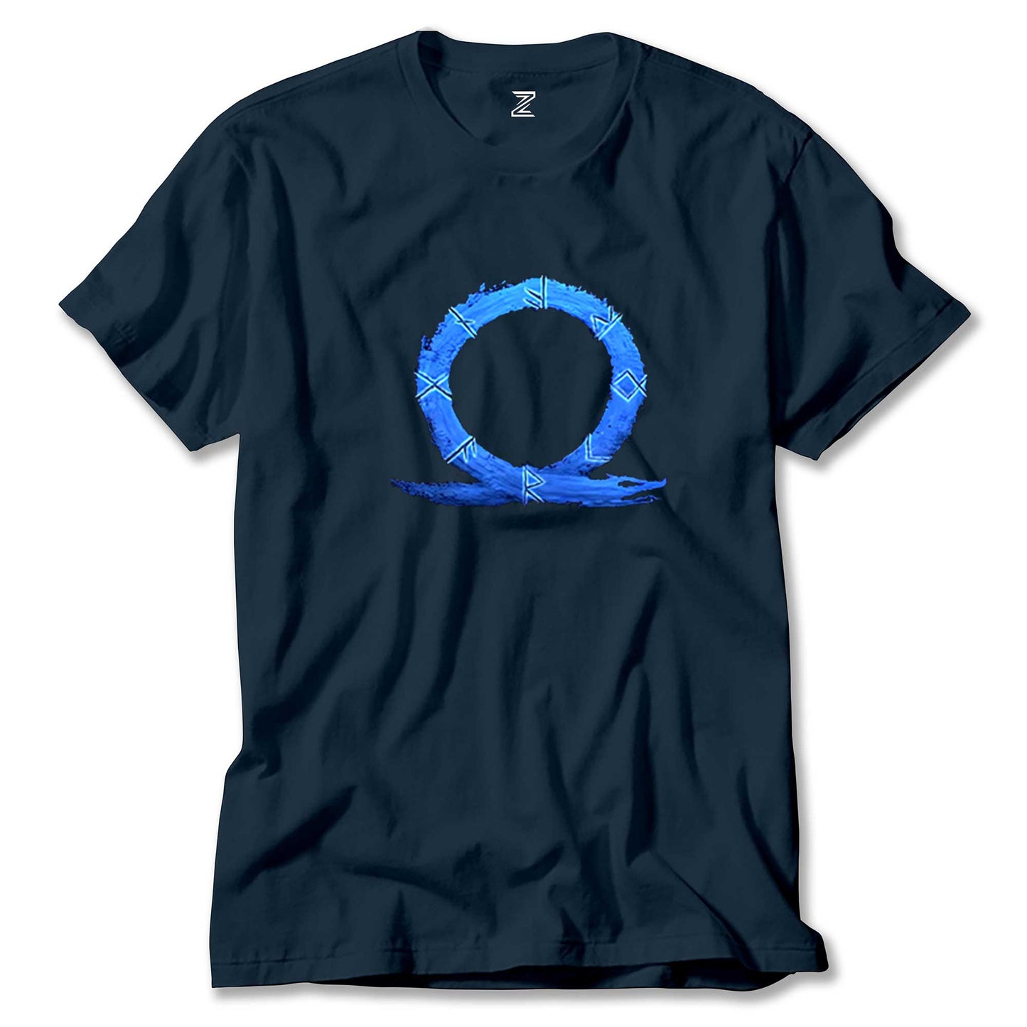 God of War Ragnarok Blue Logo Renkli Tişört