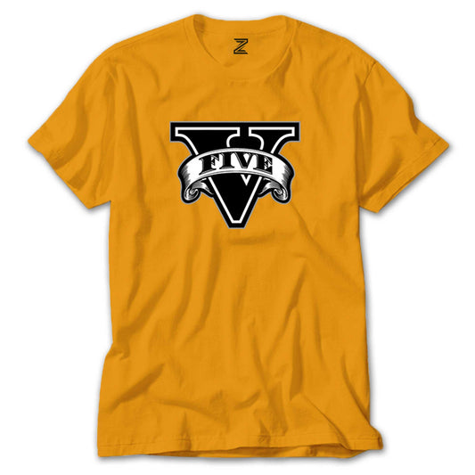 GTA Five Black Logo Renkli Tişört