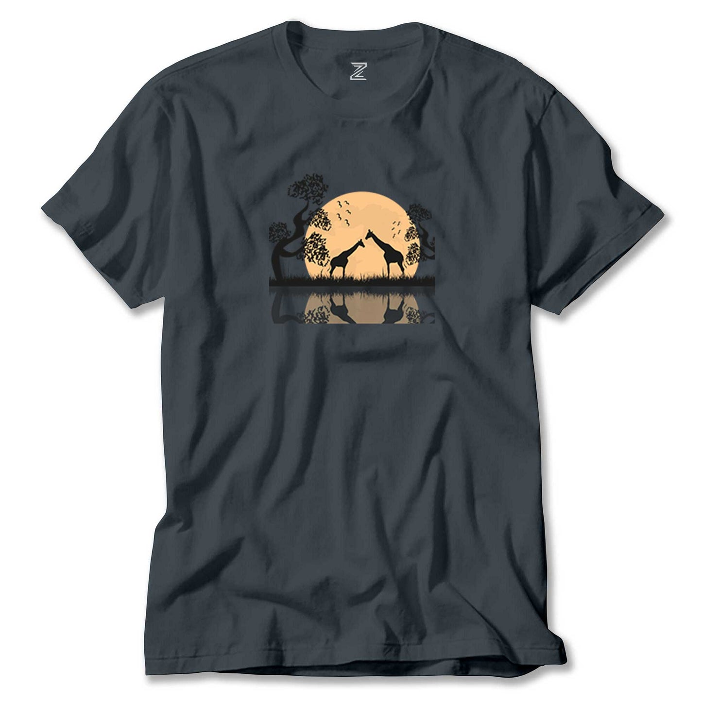 Black Giraffes Reflections Renkli Tişört