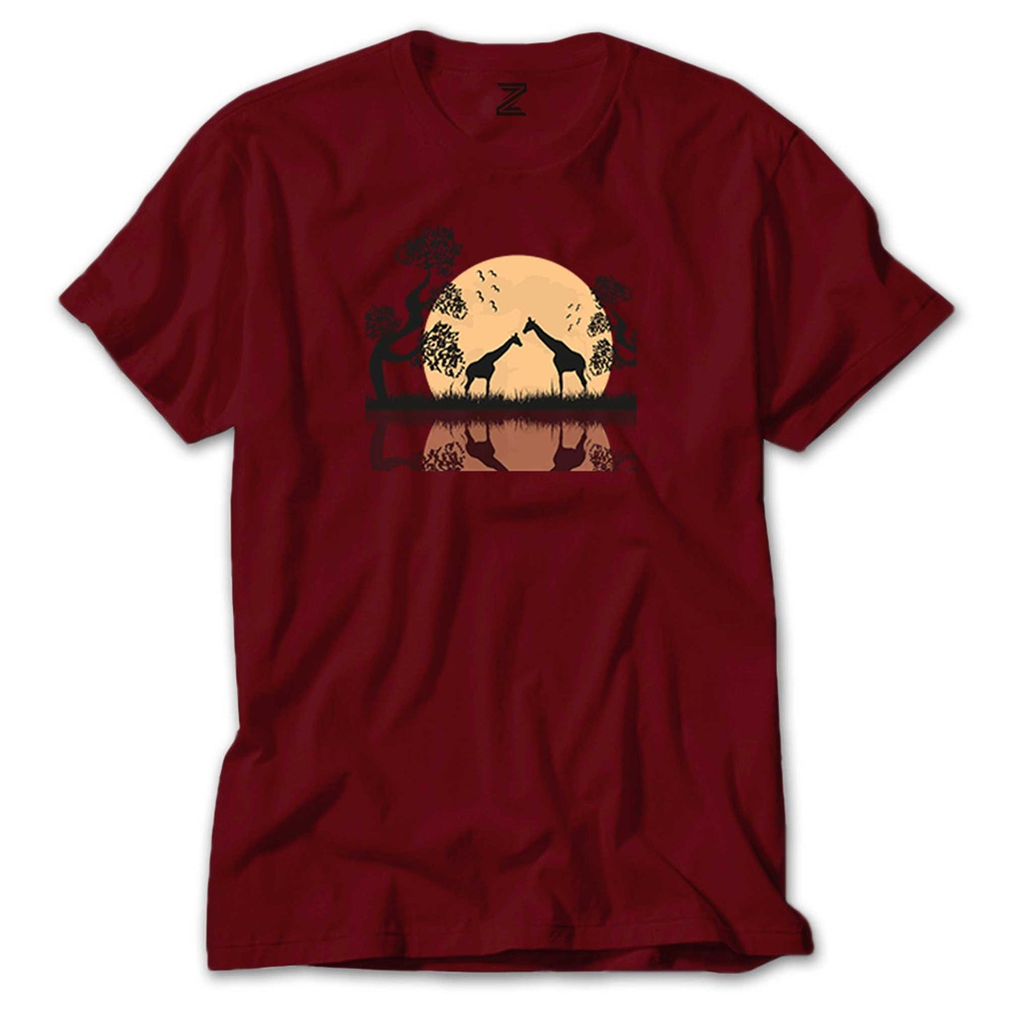 Black Giraffes Reflections Renkli Tişört