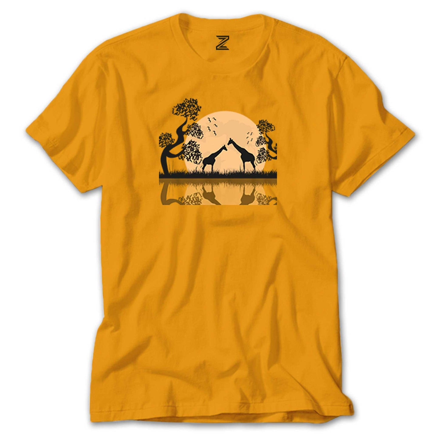 Black Giraffes Reflections Renkli Tişört