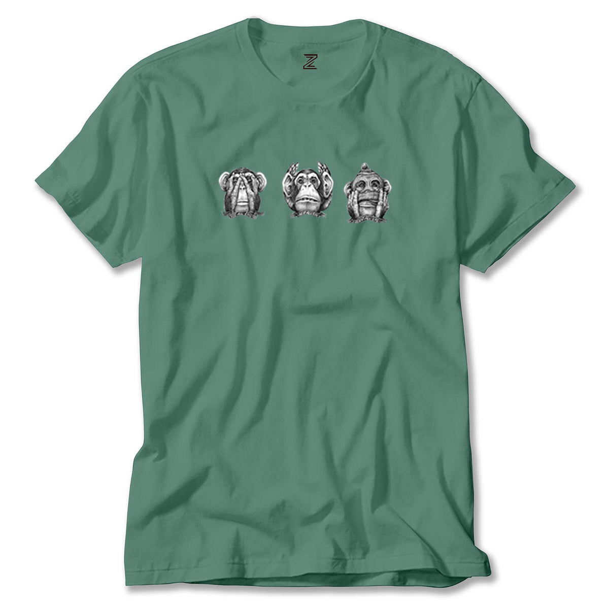 Three Monkeys Cartoon renkli tişört