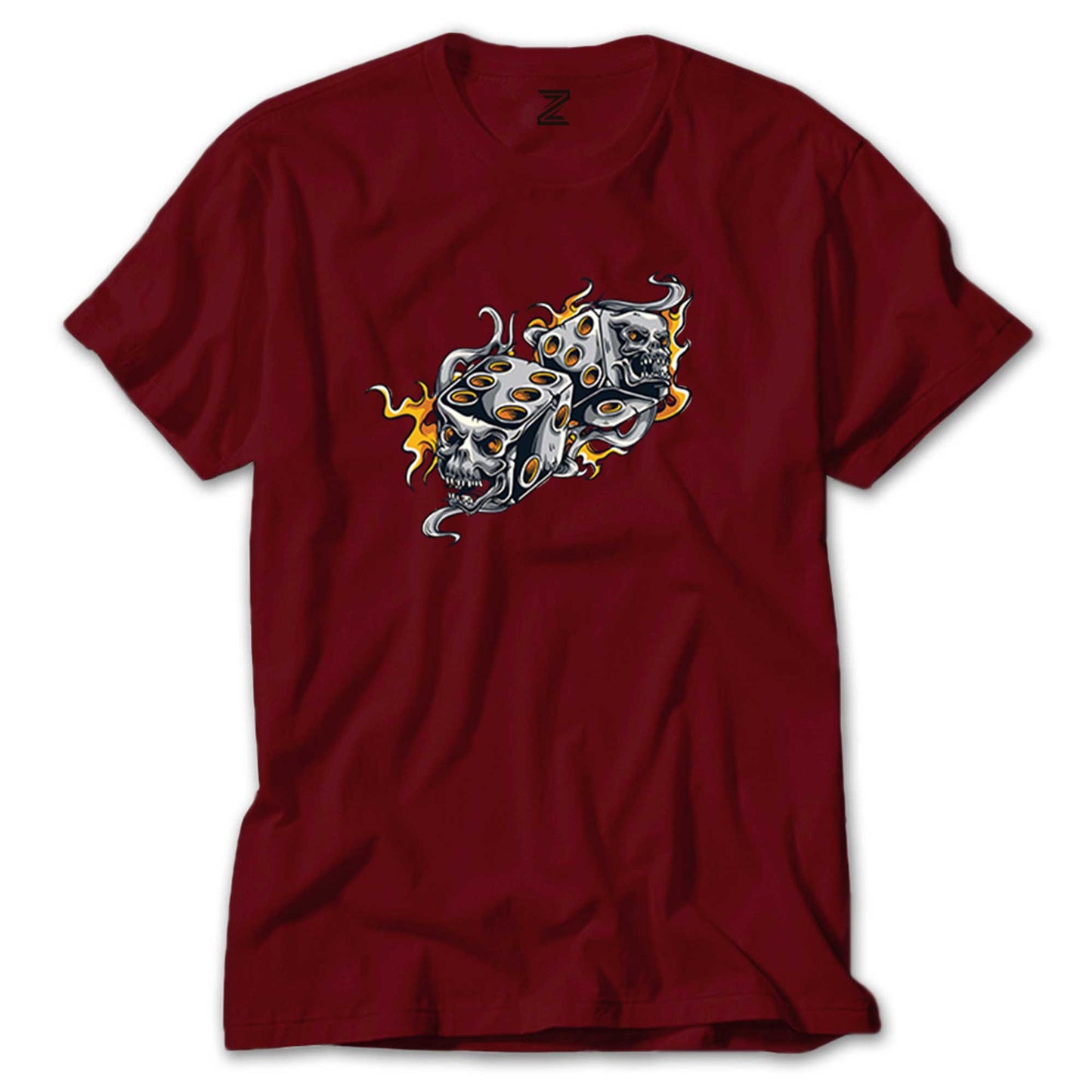 Two Gray Dices Cartoon Renkli Tişört