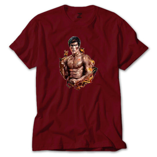 Bruce Lee Kick Dragon Renkli Tişört
