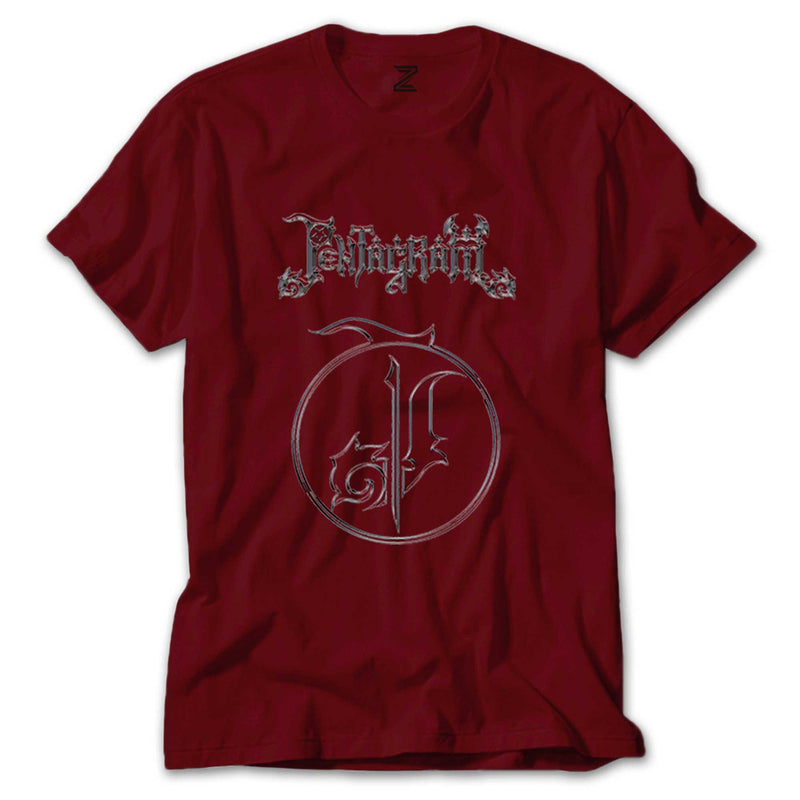 Pentagram Yazı Bir Logo renkli tişört