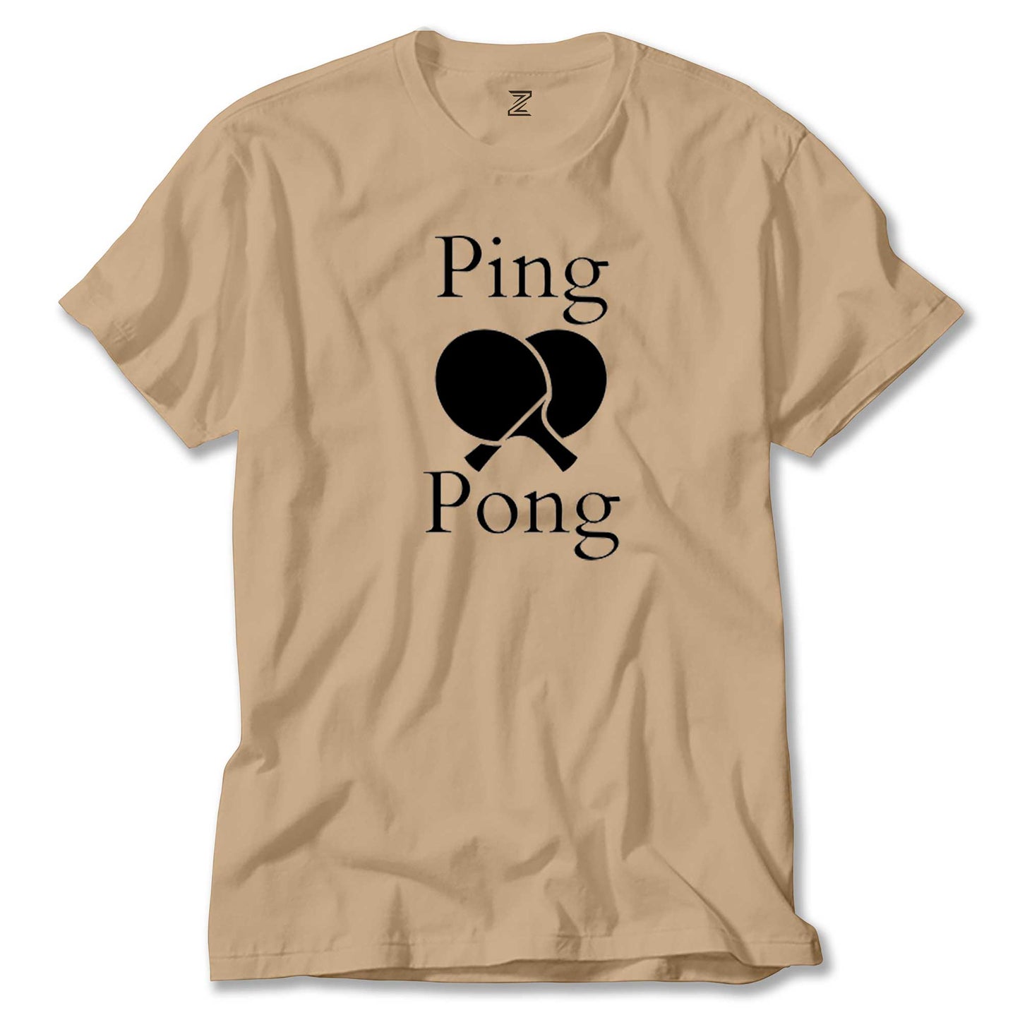 Ping Pong Racket Design Black Renkli Tişört