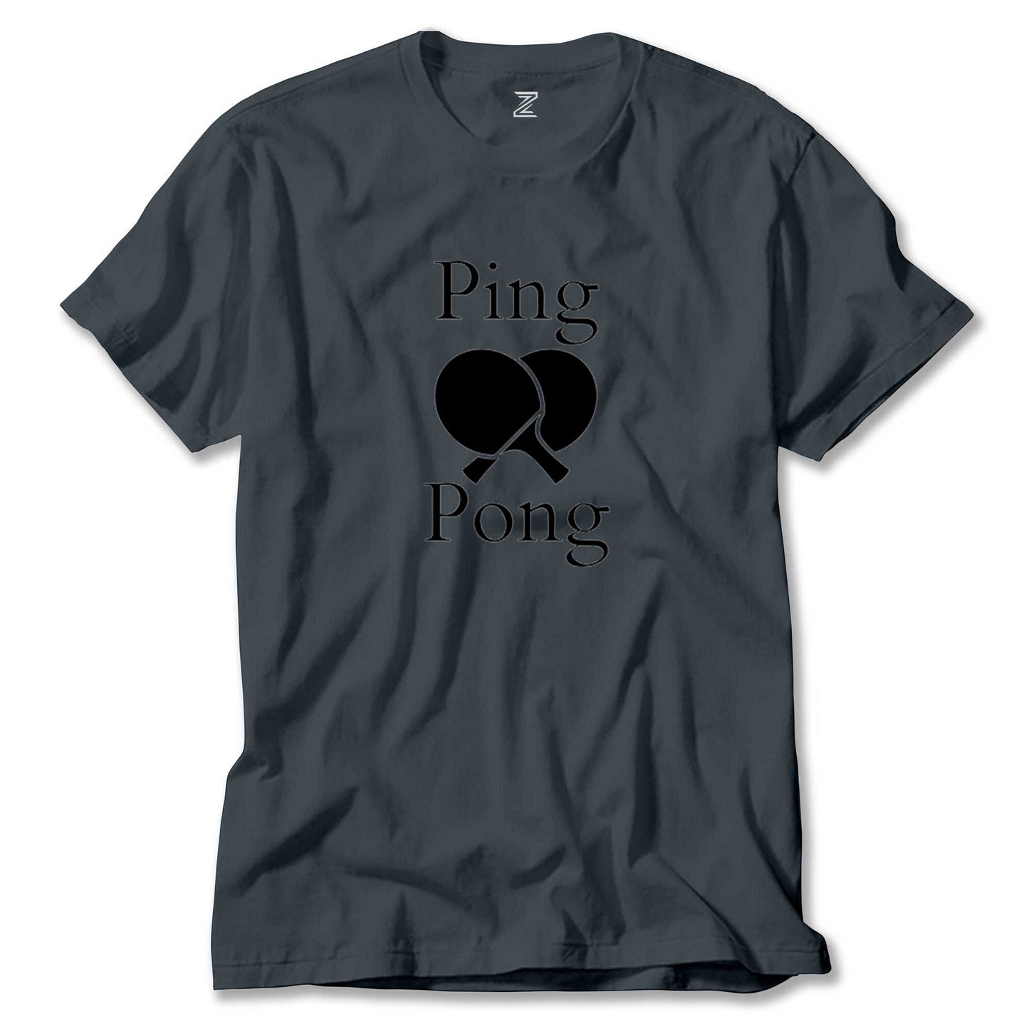 Ping Pong Racket Design Black Renkli Tişört