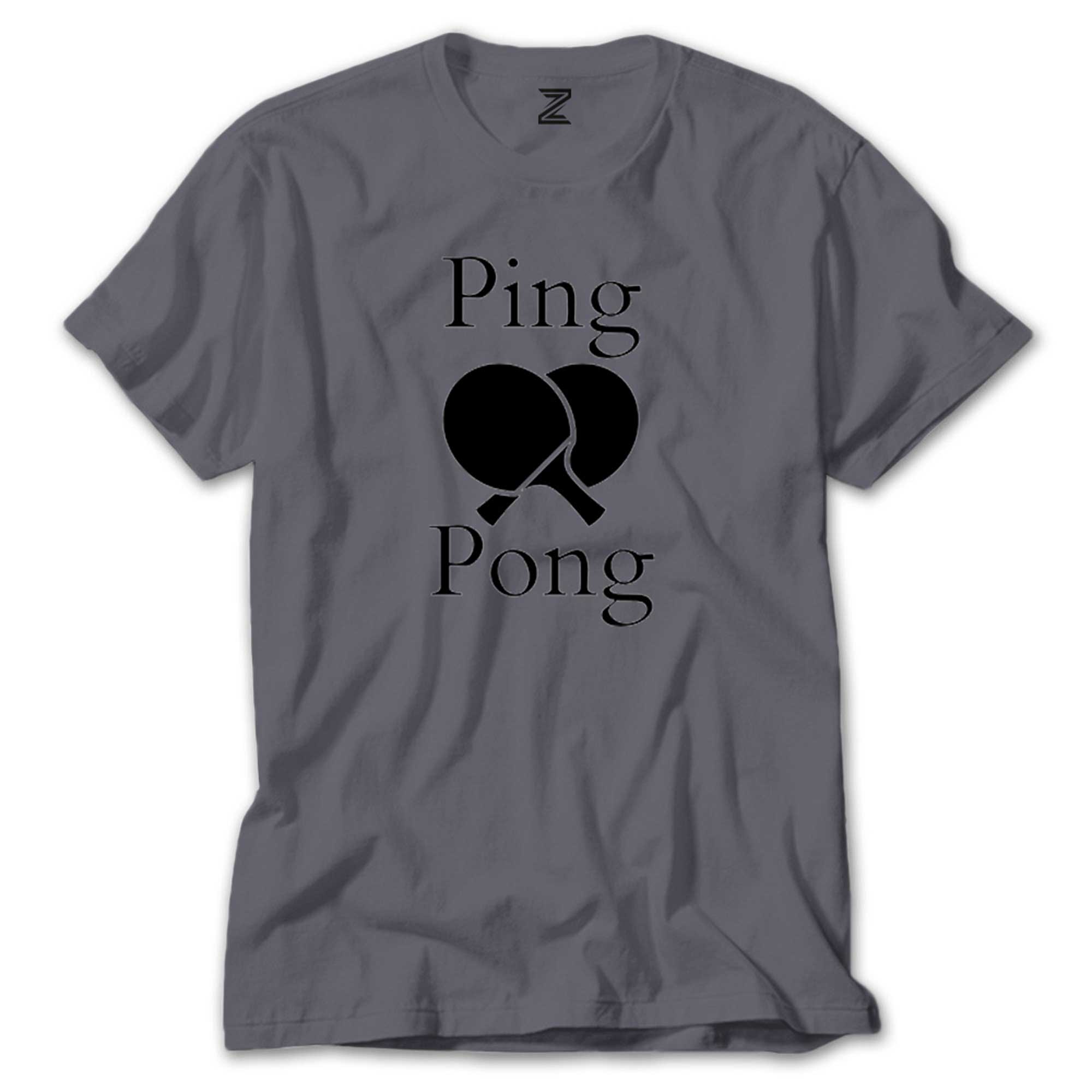 Ping Pong Racket Design Black Renkli Tişört