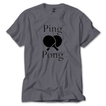 Ping Pong Racket Design Black Renkli Tişört