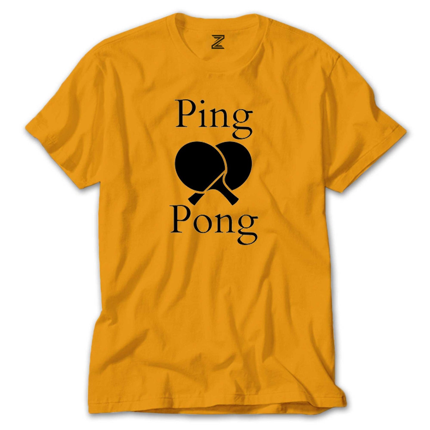 Ping Pong Racket Design Black Renkli Tişört