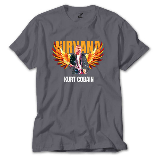 Nirvana Kurt Cobain Guitar Angel Renkli Tişört