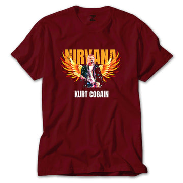 Nirvana Kurt Cobain Guitar Angel Renkli Tişört