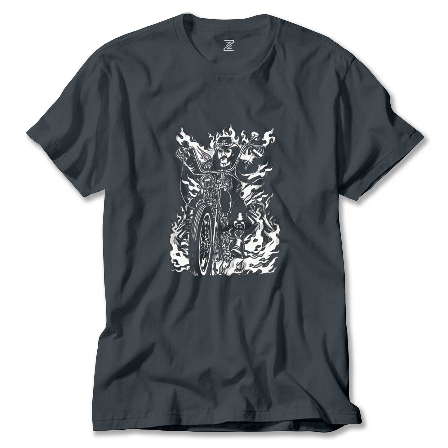 Motörhead Lemmy Kilmister Motorbike Fire Renkli Tişört