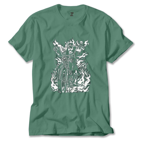 Motörhead Lemmy Kilmister Motorbike Fire Renkli Tişört