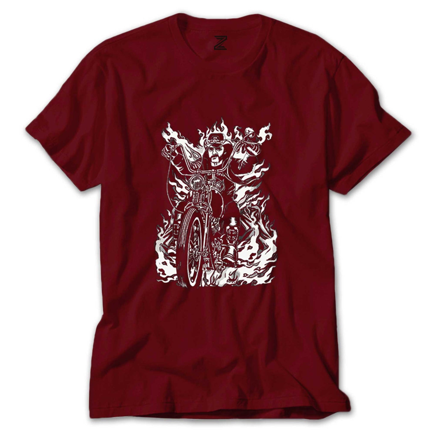 Motörhead Lemmy Kilmister Motorbike Fire Renkli Tişört