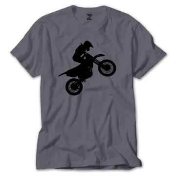 Motocross Motorcycle Siluet Renkli Tişört
