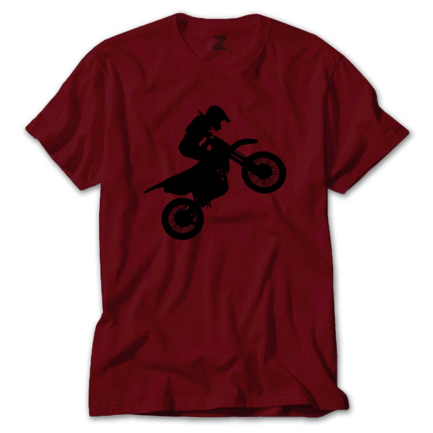 İndirimli Motocross Motorcycle Siluet Kırmızı Tişört