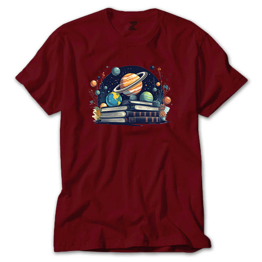 Book Planets Renkli Tişört