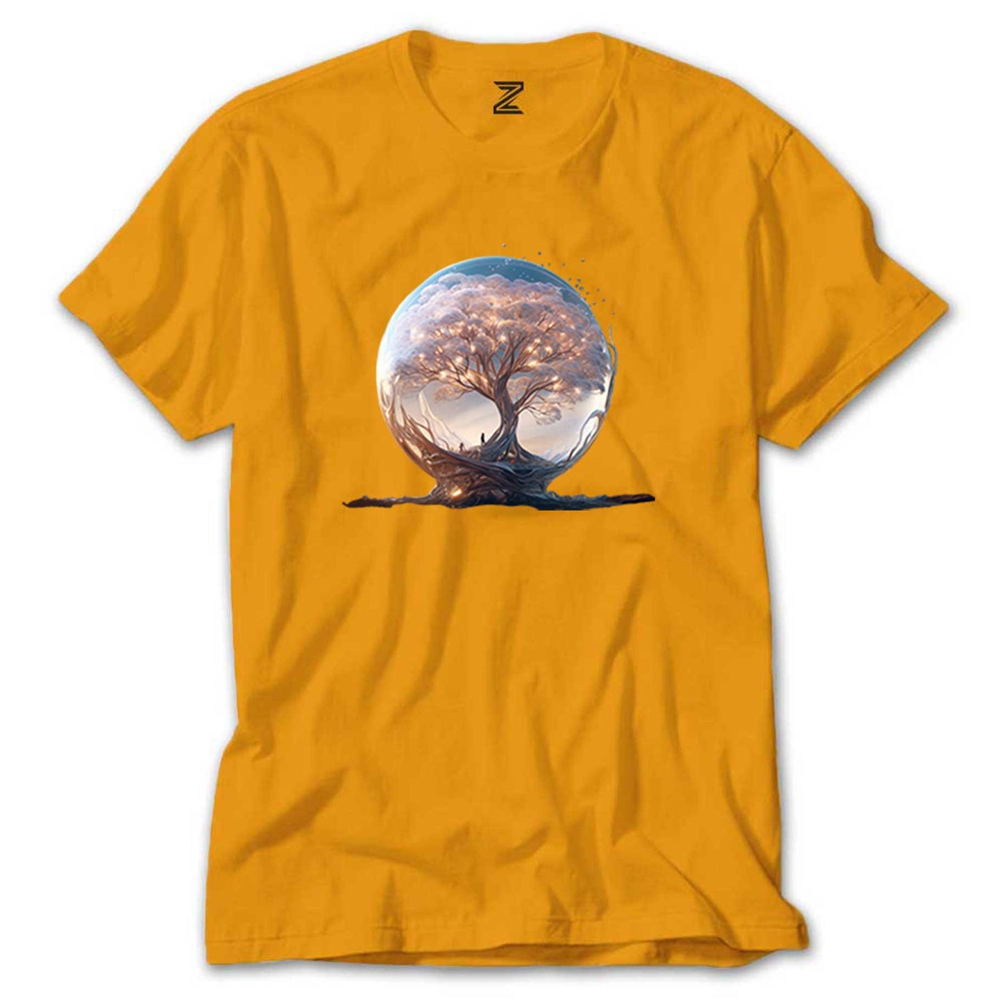 Tree Growing in Snow Gobe Renkli Tişört